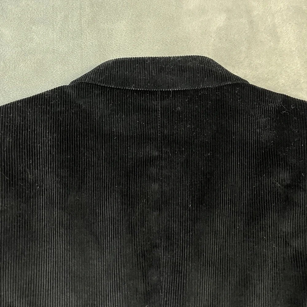 Saddlebred Black Corduroy Sport Coat Blazer Mens 48R 2 Button Cotton Jacket Prep